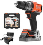 akumuliatorinis gręžtuvas/suktuvas, 45Nm, 18V POWERCONNECT, Black & Decker [BCD382D1XK-QW] 2.0Ah, lagaminas