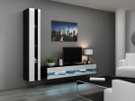 Cama Living room cabinet set VIGO NEW 8 juodas/baltas gloss