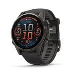 Garmin fēnix® 8 – 43mm AMOLED Sapphire Carbon grey DLC titanium with Black/pebble grey silicone band