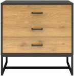 Side board AMSTERDAM 80x40xH75cm, oak/juodas