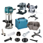 Makita RT0702CX2J Freza 710W 6- 8mm, 10.000 - 34.000 r/min 1,8kg + Priedai