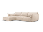 Kairinė kampinė sofa Vanda, 4 sėdimos vietos, smėlio sp.