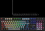 LORGAR Azar 514, su laidu mechaninė klaviatūra žaidimams, RGB backlight, 1680000 colour variations, 18 modes, keys number: 104, 50M clicks, linear dream switches, spring cable iki 3.4m, ABS plastikas+metal, magnetic cover, 450*136*39mm, 1.17kg, juodas, EN išdėstymas