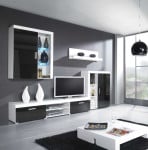 Cama living room storage set SAMBA A baltas/juodas gloss