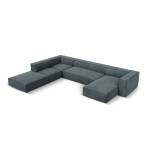 Šešiavietė kairinė sofa Agawa, 365x270x68 cm, mėlyna