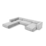 Šešiavietė kairinė sofa Agawa, 365x270x68 cm, šviesiai pilka