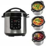 Camry | Pressure cooker | CR 6409 | 1500 W | Alluminium pot | 6 L | Number of programs 8 | Nerūdijantis plienas/Juodas