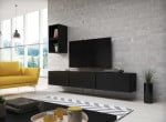 Cama living room furniture set ROCO 7 (3xRO3 + 2xRO6) juodas/juodas/juodas