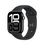 Apple Watch Series 10 GPS + Cellular 46mm Jet Black Aluminium Case with Black Sport Band - M/L MWY43ET/A