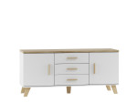 Cama sideboard LOTTA 150 2D3S baltas + sonoma oak