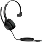 Ausinės Jabra Evolve2 50 USB-A, UC, Mono, juodos spalvos