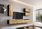 Cama living room cabinet set VIGO 13 juodas/wotan oak