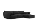 Dešininė kampinė sofa Vanda, 4 sėdimos vietos, tamsiai pilka