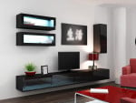 Cama Living room cabinet set VIGO 11 juodas/juodas gloss