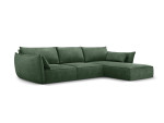 Dešininė kampinė sofa Vanda, 4 sėdimos vietos, žalio butelio sp.