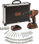 Black & Decker Juodas + DECKER PLAKŠKAS GRĄŽAS 18V 2x1,5Ah + 80vnt PRIEDAI