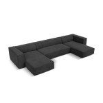 Šešiavietė kampinė sofa Agawa, 375x173x68 cm, tamsiai pilka