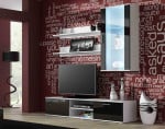 SOHO 5 set (TV180 cabinet + Wall unit + shelves) Baltas/Juodas gloss