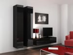 Cama Living room cabinet set VIGO 9 juodas/juodas gloss