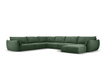 Panoraminė kairinė sofa Vanda, 8 sėdimos vietos, žalio butelio sp.