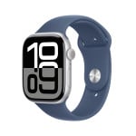 Apple Watch Series 10 GPS + Cellular 46mm Silver Aluminium Case with Denim Sport Band - M/L MWY13ET/A