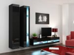 Cama Living room cabinet set VIGO NEW 5 juodas/juodas gloss