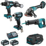 Makita DK0126G401 XGT Akumuliatorinių įrankių komplektas DF001G + GA005G + JR001G + TD001G + DC40RA + BL4040x2 + TOOLBAG (4 vnt Combo)