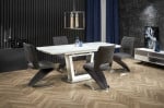 BLANCO extension table, color: baltas marble - baltas