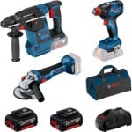 BOSCH Rinkinys COMBO 18V (GBH 18V-26 + GDX 18V-200 + GWS 18V-10) 2x5,0Ah KREPŠYS