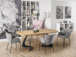 VELDON extension table, color: top - natural oak, legs - juodas