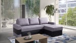 Kampinė sofa-lova Gordia, pilka/juoda