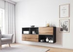 Cama living room furniture set ROCO 16 (RO1+RO2+RO3+RO4) antracite/wotan oak