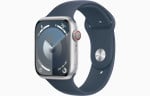 Apple Watch Series 9 GPS + Cellular 45mm Silver Aluminium Case with Storm Blue Sport Band - M/L - MRMH3ET/A