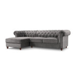 Kairinė kampinė sofa Lapis, 278x150x80 cm, pilka