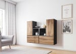 Cama living room furniture set ROCO 18 (4xRO3 + 2xRO6) antracite/wotan oak