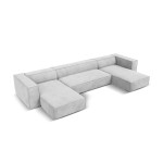 Šešiavietė kampinė sofa Agawa, 375x173x68 cm, šviesiai pilka