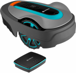 GARDENA robotic lawnmower smart SILENO city 400m? set (pilkas/turquoise, Li-ion battery 2.0Ah, with smart gateway, LONA technology)