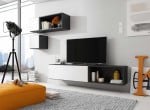 Cama living room furniture set ROCO 5 (RO1+2xRO4+2xRO5) juodas/juodas/baltas