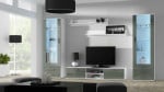 SOHO 4 set (RTV180 cabinet + 2x S1 cabinet + shelves) Baltas/Pilkas gloss