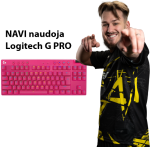 Žaidimų klaviatūra Logitech G Pro X TKL Lightspeed, US išdėstymas, Rožinės spalvos