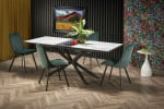 DIESEL extension table, color: top - baltas marble / dark pilkas, legs - juodas