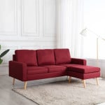 Trivietė sofa su pakoja, raudona